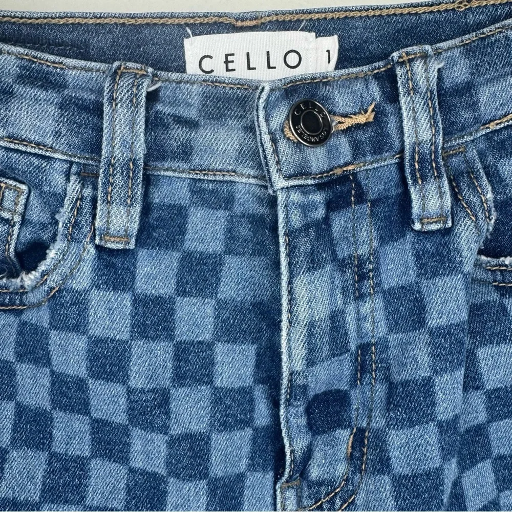 CELLO Checkerboard Blue Denim Jeans Women’s Small 25 Or 2